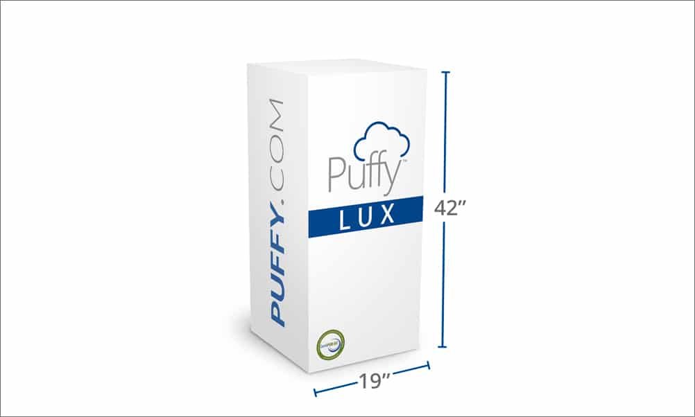 Puffy Lux mattress delivery box