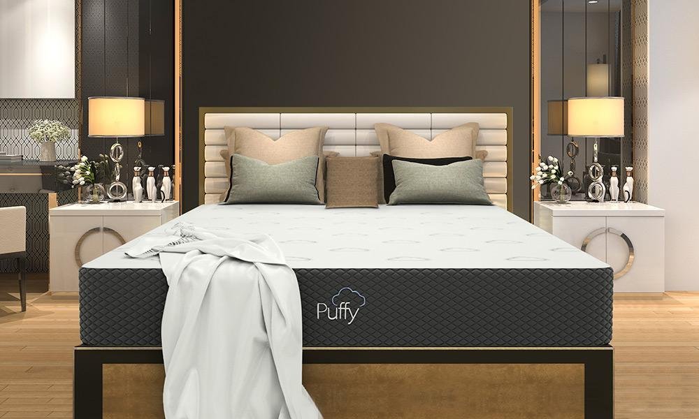 Puffy mattress on a platform bed