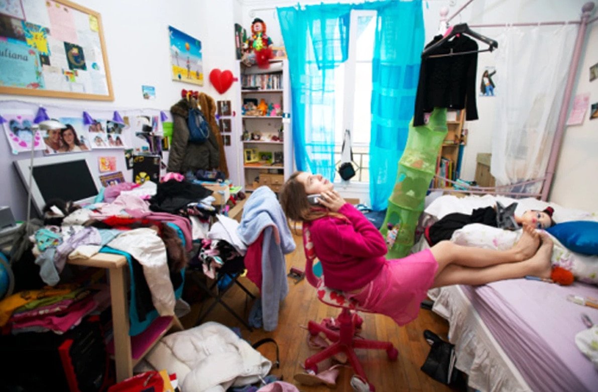 messy smelly bedroom in the morning
